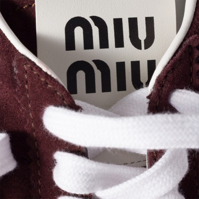 Miu Miu Plume Suede Sneakers Burgundy MM261239