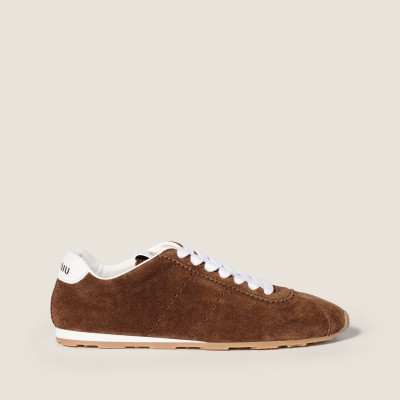 Miu Miu Plume Suede Sneakers Cocoa Brown MM261349 Miu Miu Plume Suede Sneakers Cocoa Brown MM261349