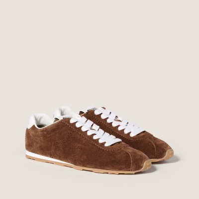 Miu Miu Plume Suede Sneakers Cocoa Brown MM261349 Miu Miu Plume Suede Sneakers Cocoa Brown MM261349