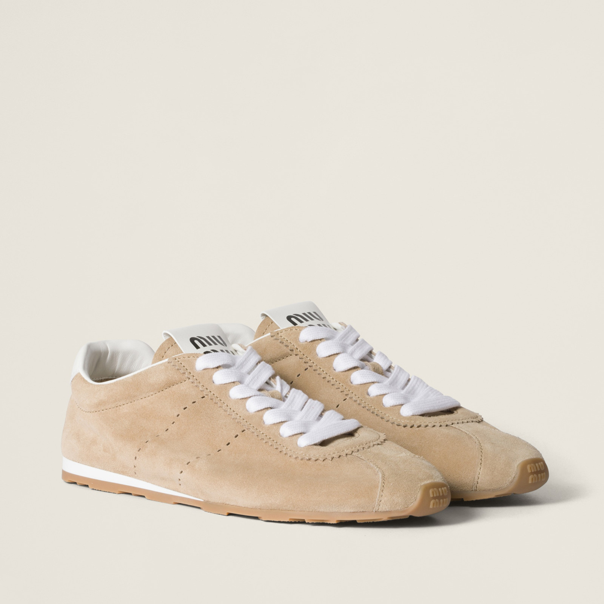 Miu Miu Plume Suede Sneakers Desert Beige MM261240 Miu Miu Plume Suede Sneakers Desert Beige MM261240