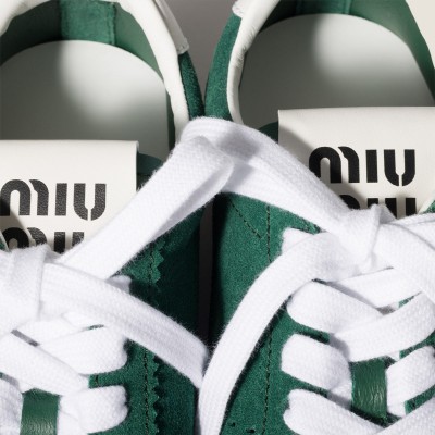 Miu Miu Plume Suede Sneakers Oleander Green MM261242 Miu Miu Plume Suede Sneakers Oleander Green MM261242