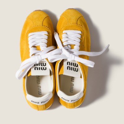 Miu Miu Plume Suede Sneakers Sunny Yellow MM261243 Miu Miu Plume Suede Sneakers Sunny Yellow MM261243