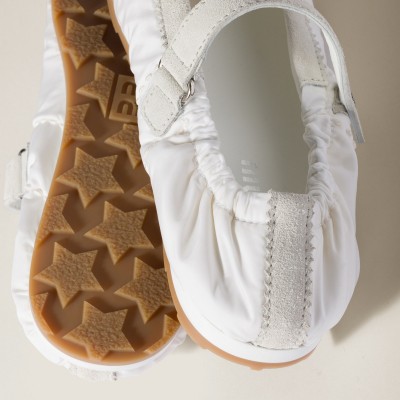 Miu Miu Plume Technical Fabric And Suede Ballerinas White MM261005