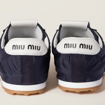Miu Miu Plume Technical Fabric And Suede Sneakers Navy MM261245 Miu Miu Plume Technical Fabric And Suede Sneakers Navy MM261245