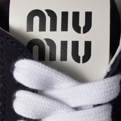 Miu Miu Plume Technical Fabric And Suede Sneakers Navy MM261245 Miu Miu Plume Technical Fabric And Suede Sneakers Navy MM261245
