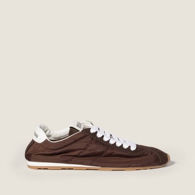 Miu Miu Plume Technical Fabric And Suede Sneakers Sienna MM261246