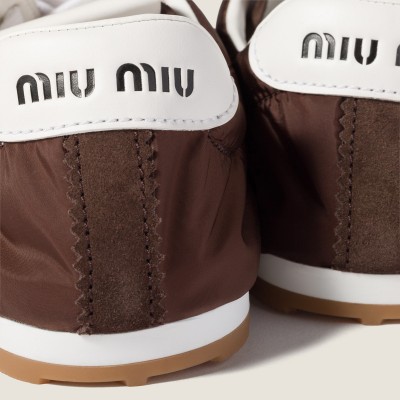 Miu Miu Plume Technical Fabric And Suede Sneakers Sienna MM261246