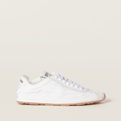 Miu Miu Plume Technical Fabric And Suede Sneakers White MM261247