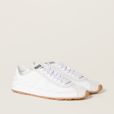 Miu Miu Plume Technical Fabric And Suede Sneakers White MM261247 Miu Miu Plume Technical Fabric And Suede Sneakers White MM261247