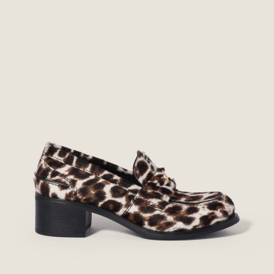 Miu Miu Printed Leather Loafers Chalk White MM261317
