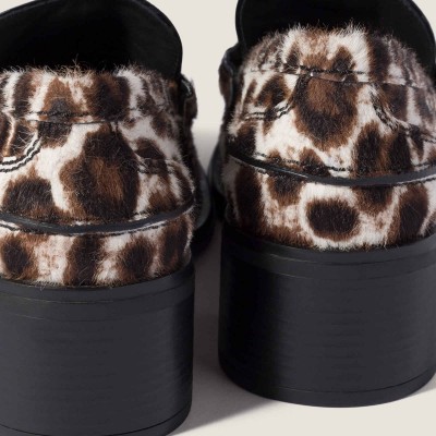 Miu Miu Printed Leather Loafers Chalk White MM261317