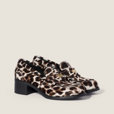 Miu Miu Printed Leather Loafers Chalk White MM261317 Miu Miu Printed Leather Loafers Chalk White MM261317
