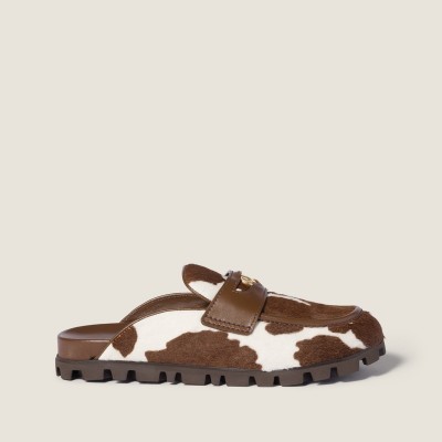 Miu Miu Printed Leather Mule White Burnt Sienna MM261121