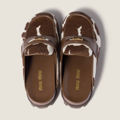 Miu Miu Printed Leather Mule White Burnt Sienna MM261121