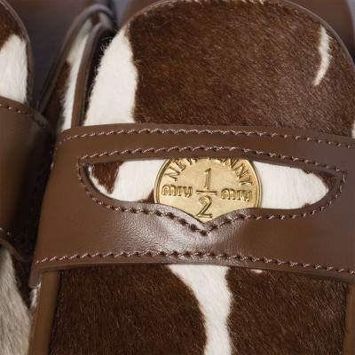 Miu Miu Printed Leather Mule White Burnt Sienna MM261121