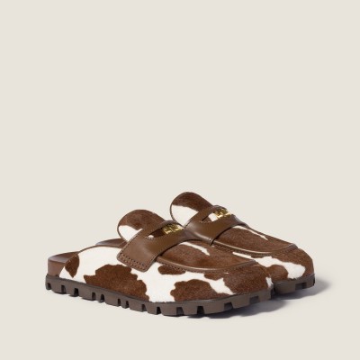Miu Miu Printed Leather Mule White Burnt Sienna MM261121 Miu Miu Printed Leather Mule White Burnt Sienna MM261121