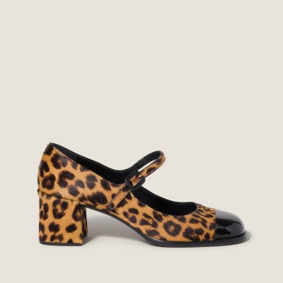 Miu Miu Printed Leather Pumps Honey Black MM261340