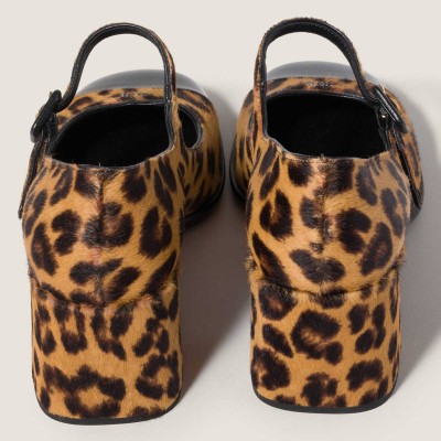 Miu Miu Printed Leather Pumps Honey Black MM261340