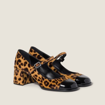 Miu Miu Printed Leather Pumps Honey Black MM261340 Miu Miu Printed Leather Pumps Honey Black MM261340