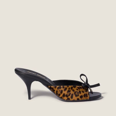 Miu Miu Printed Leather Sandals With Bow Honey MM261192 Miu Miu Printed Leather Sandals With Bow Honey MM261192