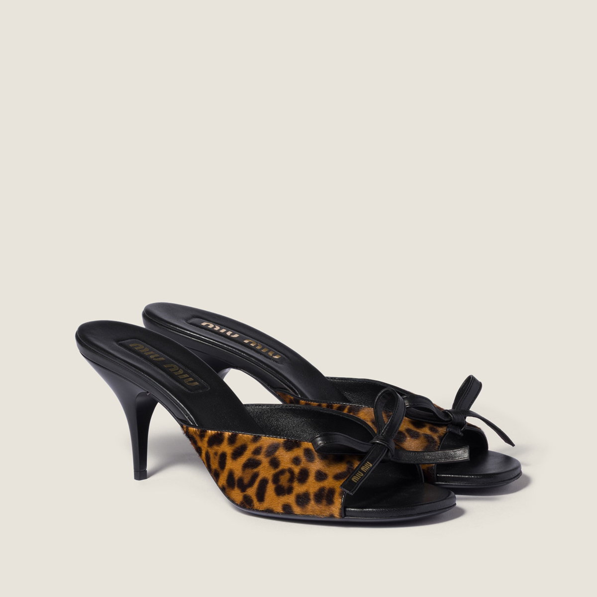 Miu Miu Printed Leather Sandals With Bow Honey MM261192 Miu Miu Printed Leather Sandals With Bow Honey MM261192