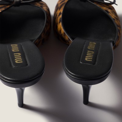 Miu Miu Printed Leather Sandals With Bow Honey MM261192 Miu Miu Printed Leather Sandals With Bow Honey MM261192
