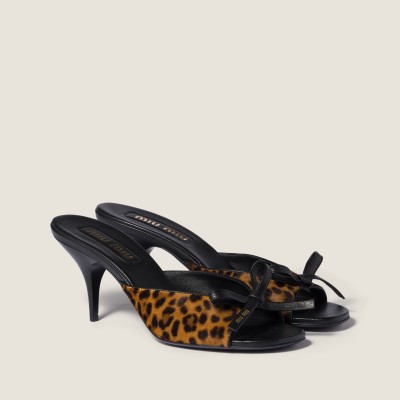Miu Miu Printed Leather Sandals With Bow Honey MM261192 Miu Miu Printed Leather Sandals With Bow Honey MM261192