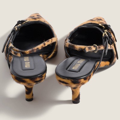 Miu Miu Printed Leather Slingback Pumps Honey MM261347