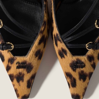 Miu Miu Printed Leather Slingback Pumps Honey MM261347