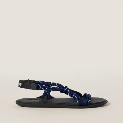 Miu Miu Riviere Cord And Leather Sandals Baltic Blue MM261156 Miu Miu Riviere Cord And Leather Sandals Baltic Blue MM261156