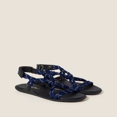 Miu Miu Riviere Cord And Leather Sandals Baltic Blue MM261156 Miu Miu Riviere Cord And Leather Sandals Baltic Blue MM261156