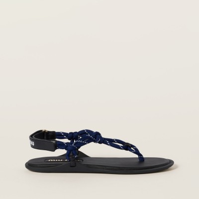 Miu Miu Riviere Cord And Leather Sandals Baltic Blue MM261157 Miu Miu Riviere Cord And Leather Sandals Baltic Blue MM261157
