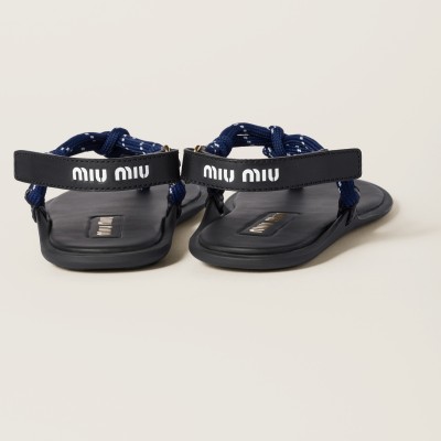 Miu Miu Riviere Cord And Leather Sandals Baltic Blue MM261157 Miu Miu Riviere Cord And Leather Sandals Baltic Blue MM261157