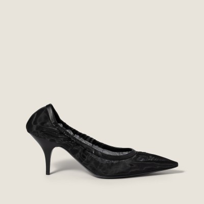 Miu Miu Ruches Mesh Fabric Pumps Black MM261145 Miu Miu Ruches Mesh Fabric Pumps Black MM261145