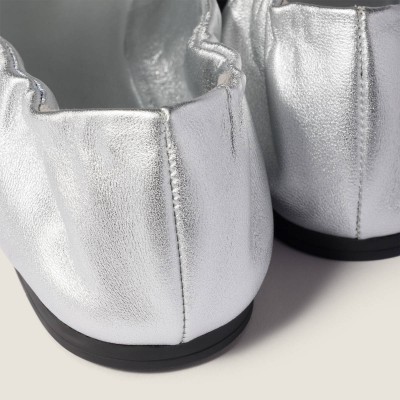 Miu Miu Ruches Mordore Nappa Leather Ballerinas Silver MM261040 Miu Miu Ruches Mordore Nappa Leather Ballerinas Silver MM261040