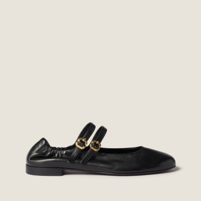 Miu Miu Ruches Nappa Leather Ballerinas Black MM261033 Miu Miu Ruches Nappa Leather Ballerinas Black MM261033