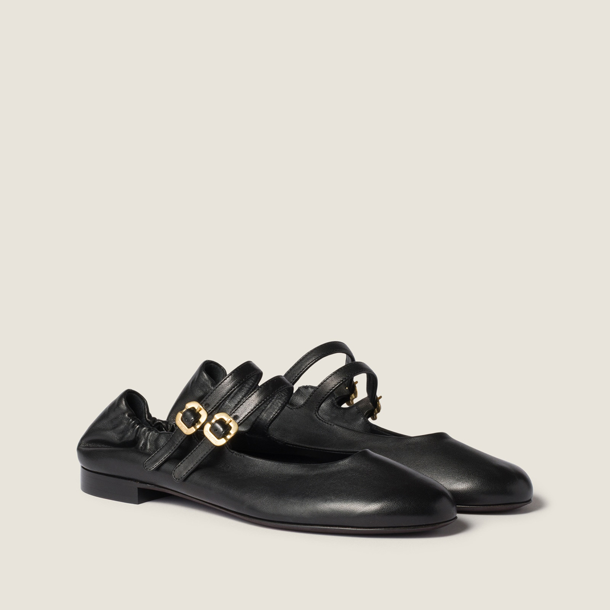 Miu Miu Ruches Nappa Leather Ballerinas Black MM261033 Miu Miu Ruches Nappa Leather Ballerinas Black MM261033