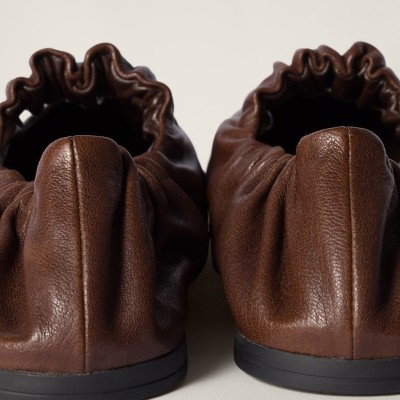 Miu Miu Ruches Nappa Leather Ballerinas Briarwood MM261039 Miu Miu Ruches Nappa Leather Ballerinas Briarwood MM261039