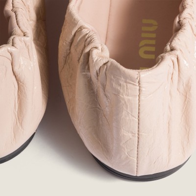 Miu Miu Ruches Nappa Leather Ballerinas Powder Pink MM261041