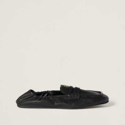 Miu Miu Ruches Nappa Leather Loafers Black MM261084