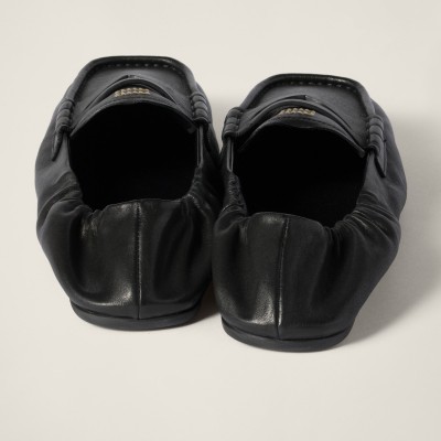 Miu Miu Ruches Nappa Leather Loafers Black MM261084