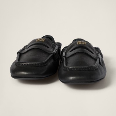 Miu Miu Ruches Nappa Leather Loafers Black MM261084