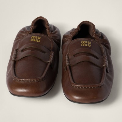 Miu Miu Ruches Nappa Leather Loafers Briarwood MM261085