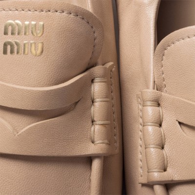 Miu Miu Ruches Nappa Leather Loafers Cord MM261086 Miu Miu Ruches Nappa Leather Loafers Cord MM261086
