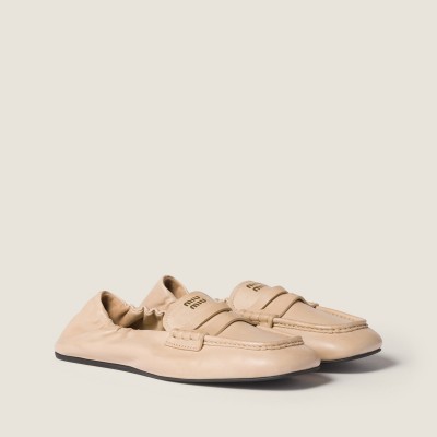 Miu Miu Ruches Nappa Leather Loafers Cord MM261086 Miu Miu Ruches Nappa Leather Loafers Cord MM261086