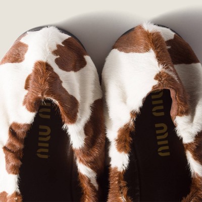 Miu Miu Ruches Printed Leather Ballerinas White Burnt Sienna MM261060 Miu Miu Ruches Printed Leather Ballerinas White Burnt Sienna MM261060