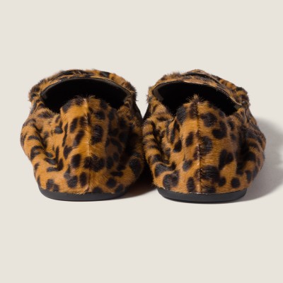 Miu Miu Ruches Printed Leather Loafers Honey MM261107