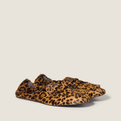 Miu Miu Ruches Printed Leather Loafers Honey MM261107 Miu Miu Ruches Printed Leather Loafers Honey MM261107