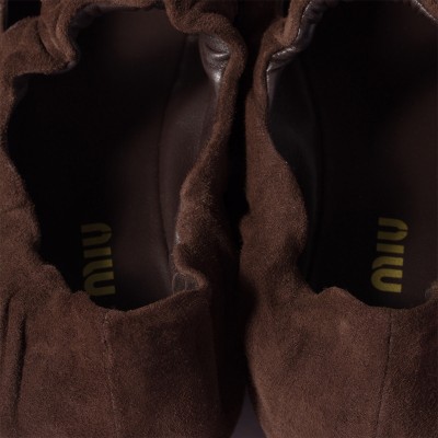 Miu Miu Ruches Suede Ballerinas Dark Brown MM261042
