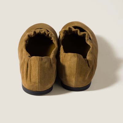 Miu Miu Ruches Suede Ballerinas Olive Green MM261043